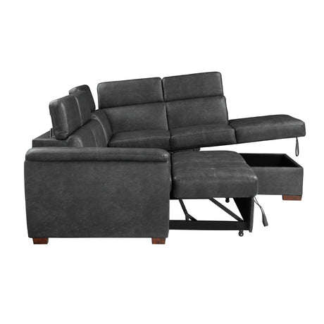 Barre Gray Faux Leather 2-Piece Storage Sleeper Sectional by Homelegance at Eve Furniture