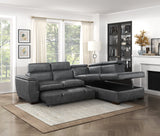 Barre Gray Faux Leather 2-Piece Storage Sleeper Sectional by Homelegance at Eve Furniture