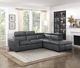 Barre Gray Faux Leather 2-Piece Storage Sleeper Sectional by Homelegance at Eve Furniture