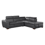 Barre Gray Faux Leather 2-Piece Storage Sleeper Sectional by Homelegance at Eve Furniture