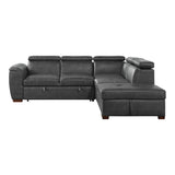 Barre Gray Faux Leather 2-Piece Storage Sleeper Sectional by Homelegance at Eve Furniture