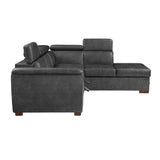 Barre Gray Faux Leather 2-Piece Storage Sleeper Sectional by Homelegance at Eve Furniture