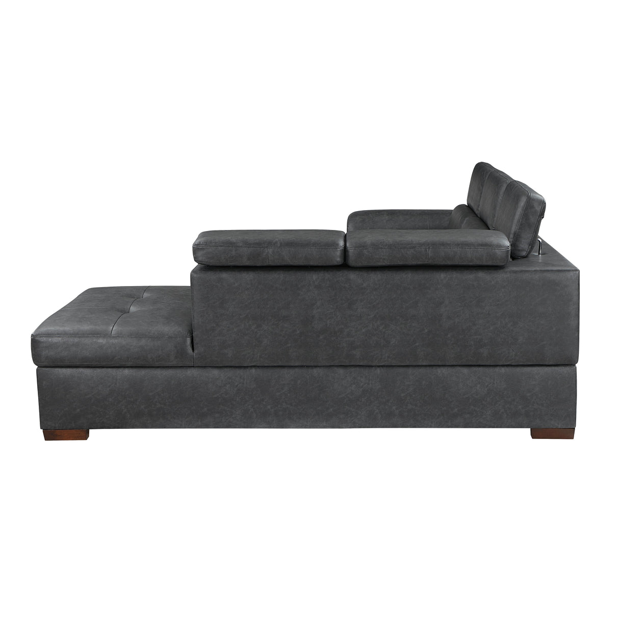 Barre Gray Faux Leather 2-Piece Storage Sleeper Sectional by Homelegance at Eve Furniture
