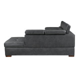 Barre Gray Faux Leather 2-Piece Storage Sleeper Sectional by Homelegance at Eve Furniture