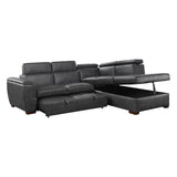 Barre Gray Faux Leather 2-Piece Storage Sleeper Sectional by Homelegance at Eve Furniture