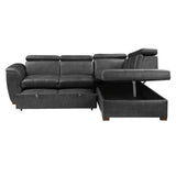 Barre Gray Faux Leather 2-Piece Storage Sleeper Sectional by Homelegance at Eve Furniture