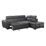 Barre Gray Faux Leather 2-Piece Storage Sleeper Sectional by Homelegance at Eve Furniture