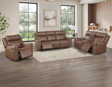 Barron Brown 3-Piece Manual Reclining Living Room Set by Steve Silver at Eve Furniture