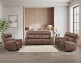 Barron Brown 3-Piece Manual Reclining Living Room Set by Steve Silver at Eve Furniture