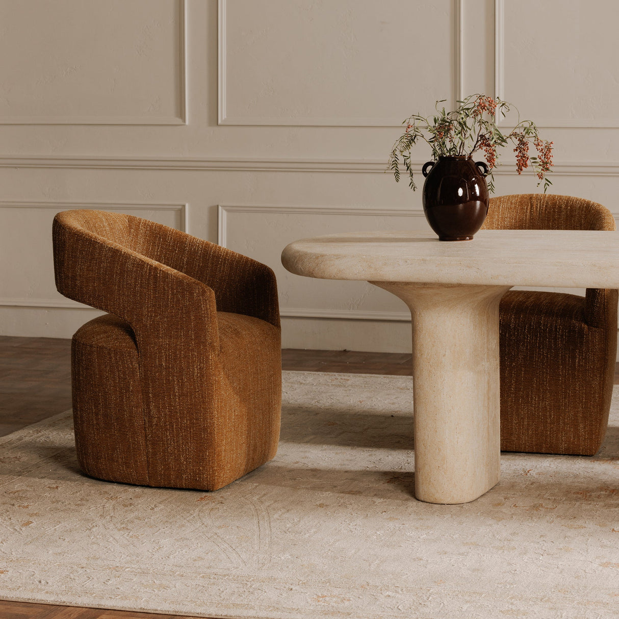 Barrow Amber Glow Rolling Dining Chair by MOES at Eve Furniture