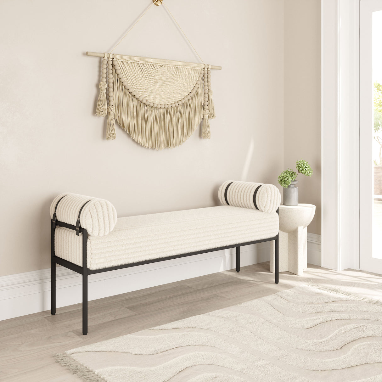 Barrow Cream Bench by Zuomod at Eve Furniture