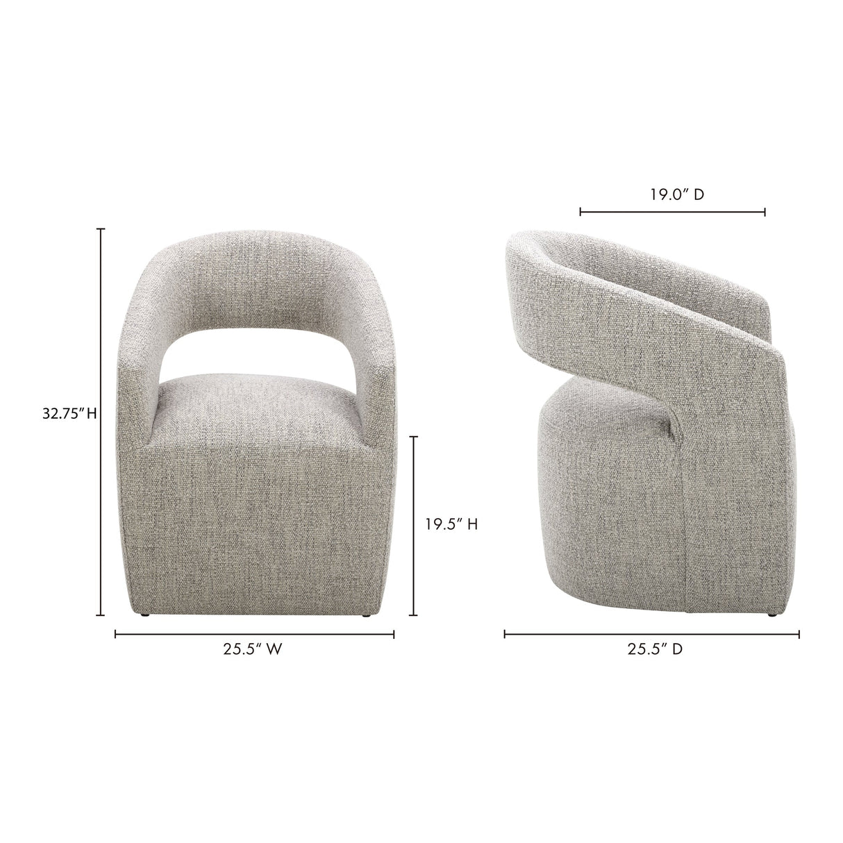 Barrow Grey Storm Rolling Dining Chair by Moe's Home at Eve Furniture