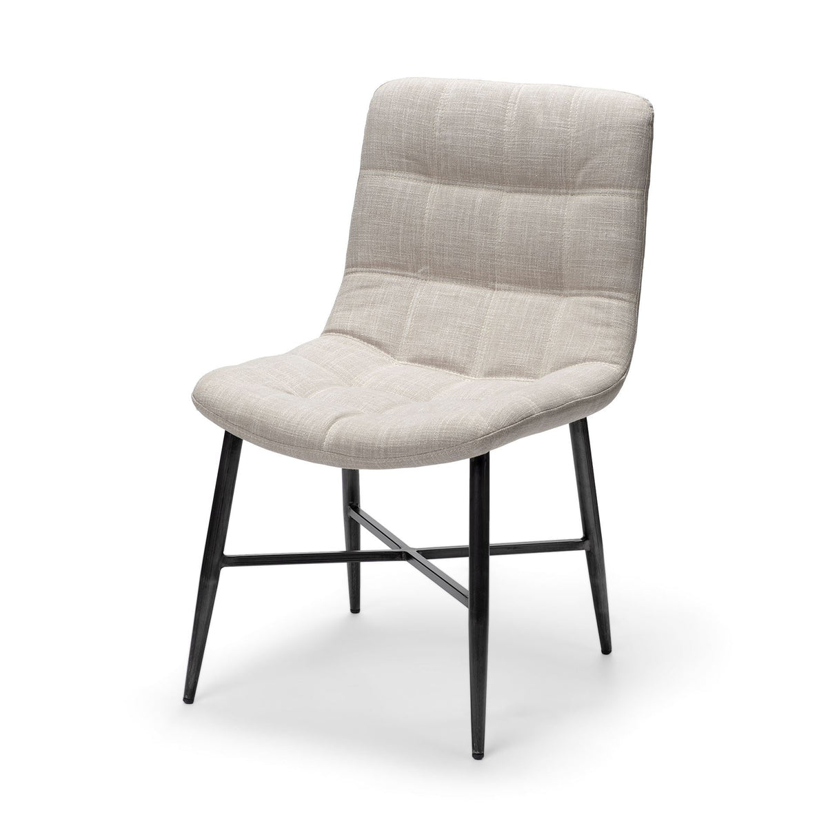 Barrow I Beige Fabric Wrap Black Metal Frame Dining Chair, Set of 2 by Mercana at Eve Furniture