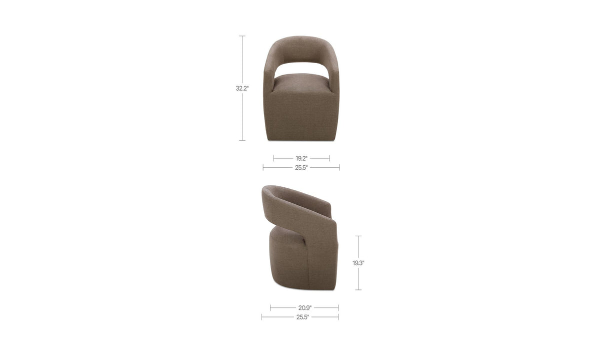 Barrow Rolling Dining Chair Soft Taupe by Moe's Home at Eve Furniture