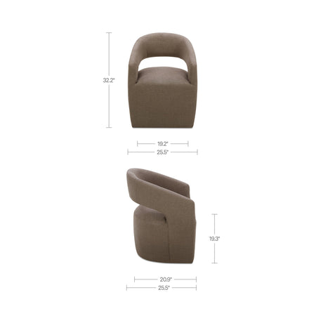 Barrow Soft Taupe Rolling Dining Chair by MOES at Eve Furniture