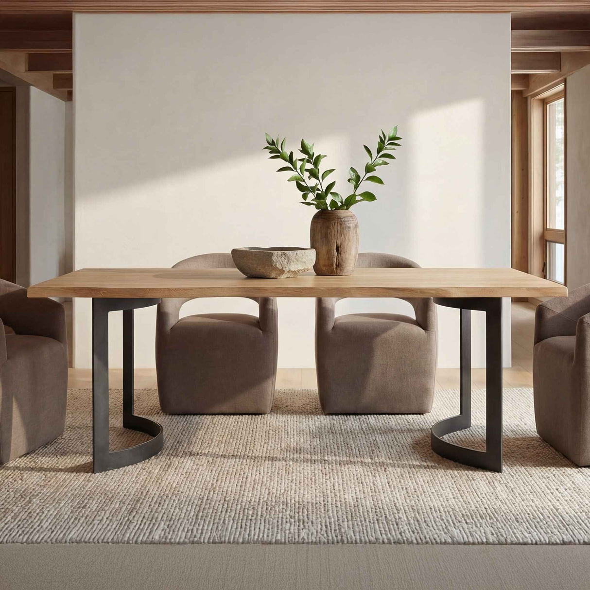 Barrow Soft Taupe Rolling Dining Chair