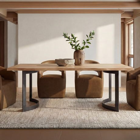 Barrow Tan Leather Rolling Dining Chair by MOES at Eve Furniture