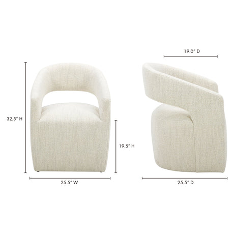 Barrow White Mist Rolling Dining Chair by MOES at Eve Furniture