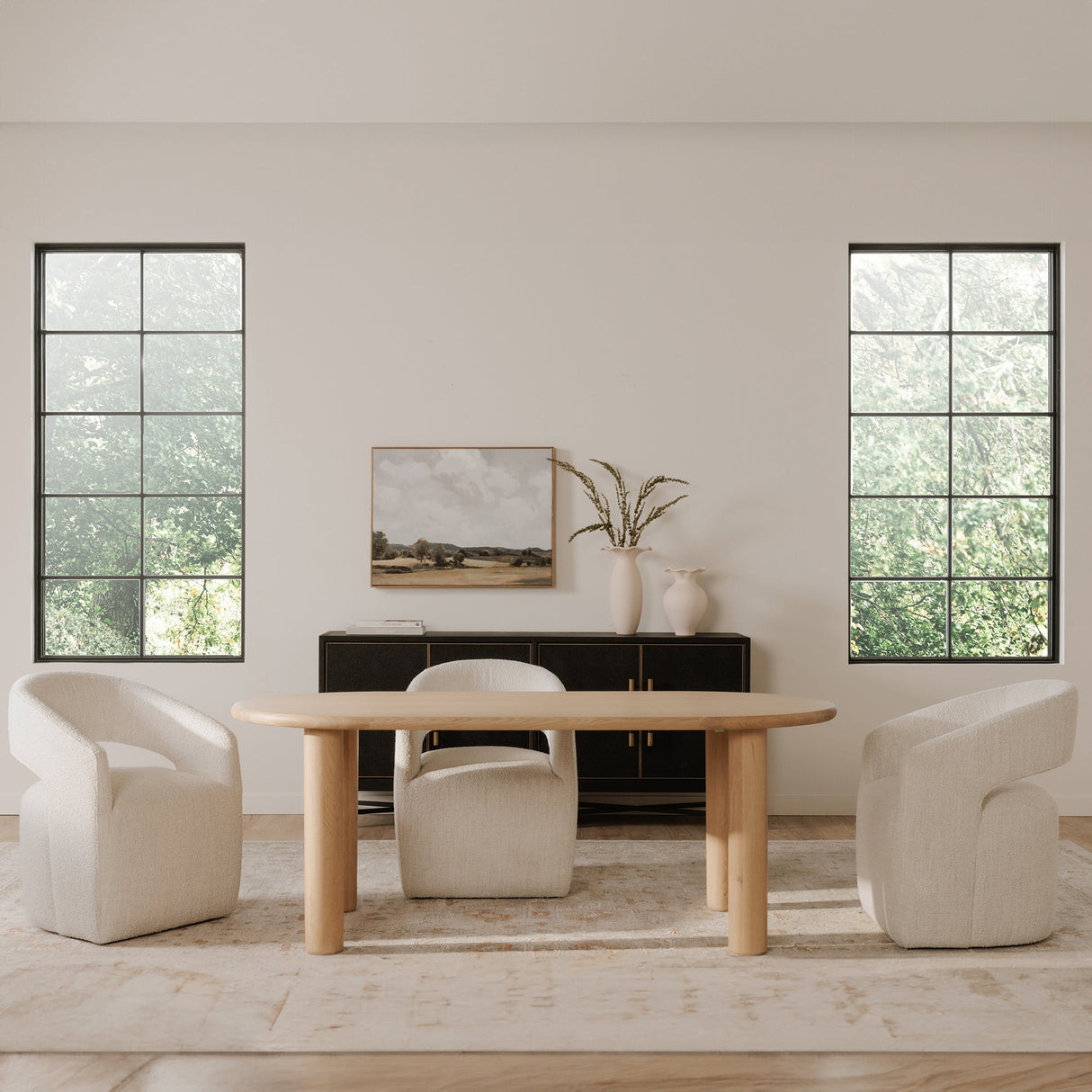 Barrow White Mist Rolling Dining Chair by MOES at Eve Furniture