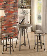 Bartlett Brushed Nutmeg/Slate Gray Adjustable Height Swivel Bar Stools, Set of 2