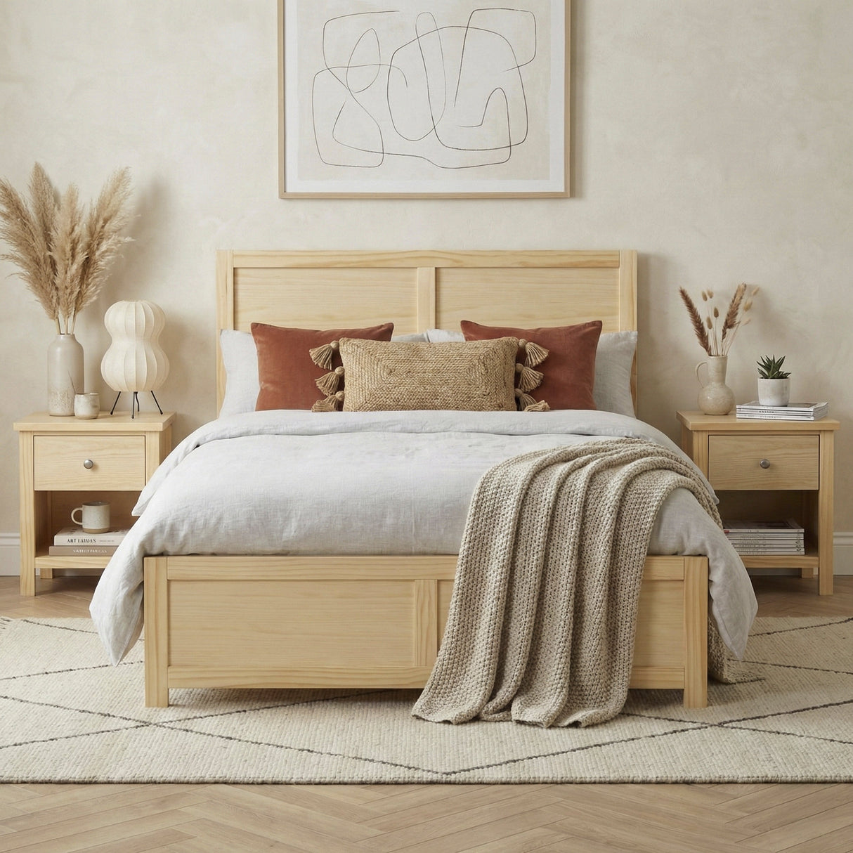 Bartly Natural Pine Full Platform Bed