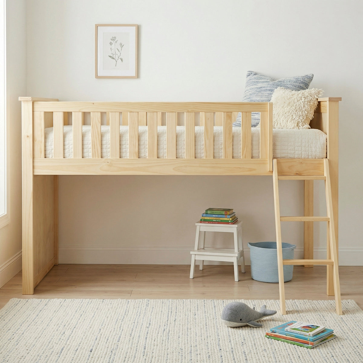 Bartly Natural Pine Low Loft Bunk by Homelegance at Eve Furniture