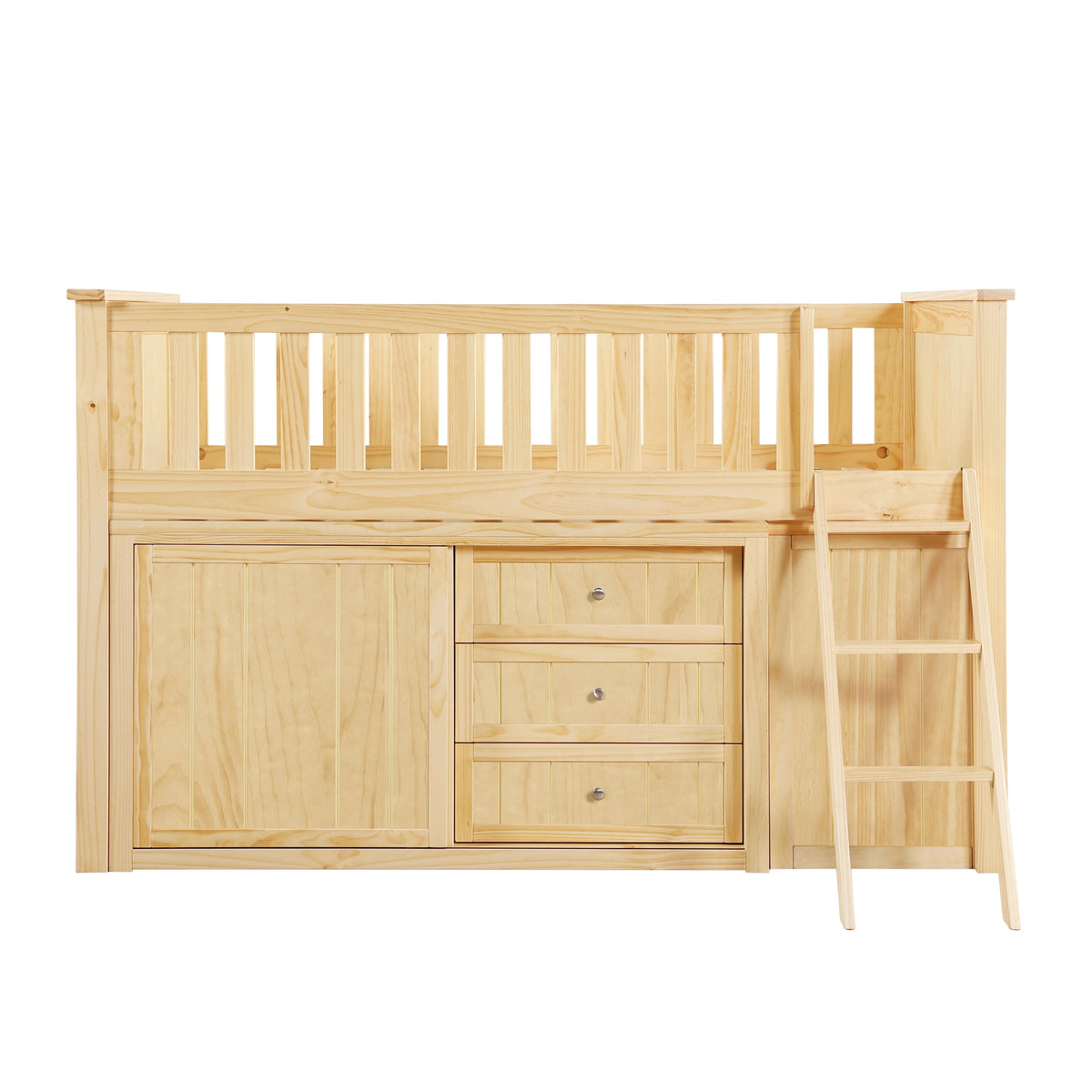 Bartly Natural Pine Low Loft Bunk with Bookcase and 2 Dressers by Homelegance at Eve Furniture