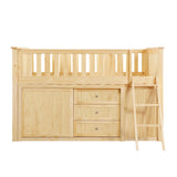 Bartly Natural Pine Low Loft Bunk with Bookcase and 2 Dressers by Homelegance at Eve Furniture
