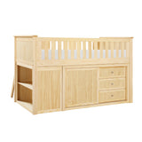 Bartly Natural Pine Low Loft Bunk with Bookcase and 2 Dressers by Homelegance at Eve Furniture