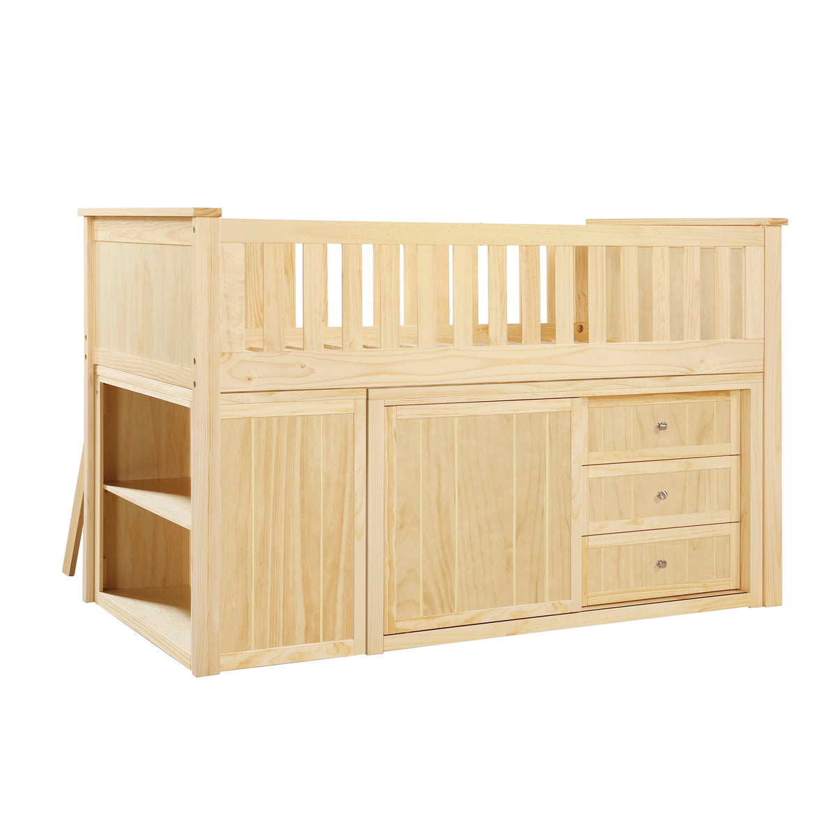 Bartly Natural Pine Low Loft Bunk with Bookcase and 2 Dressers by Homelegance at Eve Furniture