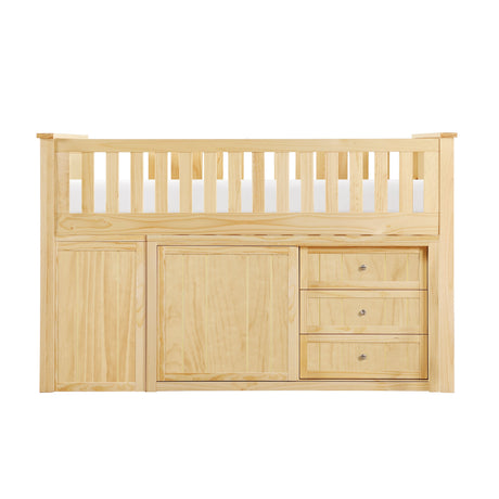 Bartly Natural Pine Low Loft Bunk with Bookcase and 2 Dressers by Homelegance at Eve Furniture