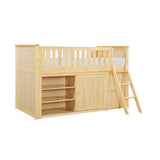 Bartly Natural Pine Low Loft Bunk with Bookcase and 2 Dressers by Homelegance at Eve Furniture
