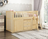 Bartly Natural Pine Low Loft Bunk with Bookcase and 2 Dressers by Homelegance at Eve Furniture