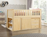 Bartly Natural Pine Low Loft Bunk with Bookcase and 2 Dressers by Homelegance at Eve Furniture