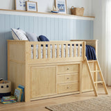 Bartly Natural Pine Low Loft Bunk with Bookcase and 2 Dressers by Homelegance at Eve Furniture