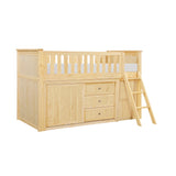 Bartly Natural Pine Low Loft Bunk with Bookcase and 2 Dressers by Homelegance at Eve Furniture