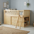 Bartly Natural Pine Low Loft Bunk with Bookcase and 2 Dressers by Homelegance at Eve Furniture