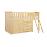 Bartly Natural Pine Low Loft Bunk with Dresser by Homelegance at Eve Furniture