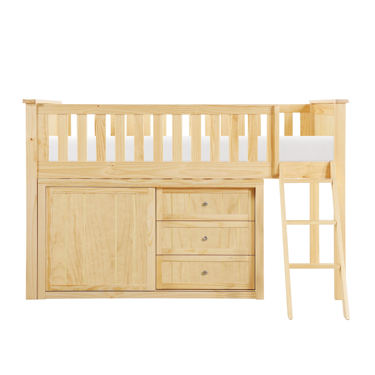 Bartly Natural Pine Low Loft Bunk with Dresser by Homelegance at Eve Furniture