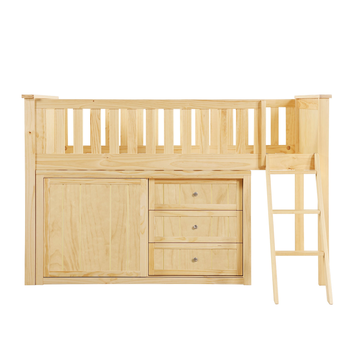Bartly Natural Pine Low Loft Bunk with Dresser by Homelegance at Eve Furniture