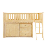 Bartly Natural Pine Low Loft Bunk with Dresser by Homelegance at Eve Furniture