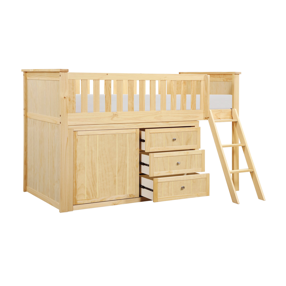 Bartly Natural Pine Low Loft Bunk with Dresser by Homelegance at Eve Furniture