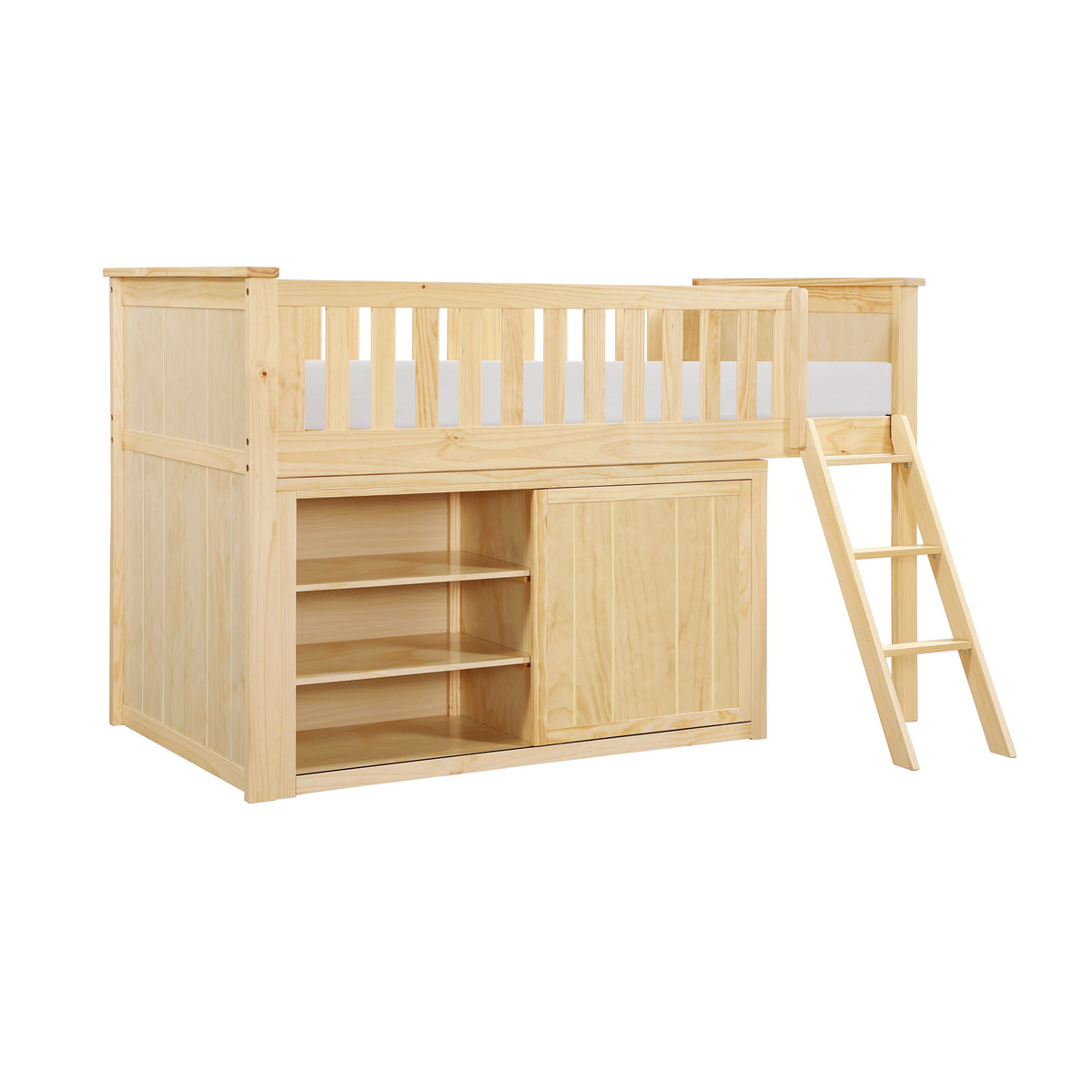 Bartly Natural Pine Low Loft Bunk with Dresser by Homelegance at Eve Furniture