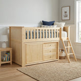 Bartly Natural Pine Low Loft Bunk with Dresser by Homelegance at Eve Furniture
