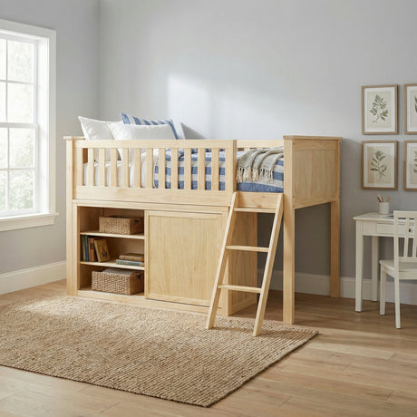 Bartly Natural Pine Low Loft Bunk with Dresser by Homelegance at Eve Furniture