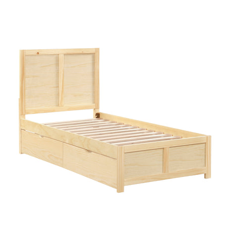 Bartly Natural Pine Twin Platform Bed by Homelegance at Eve Furniture