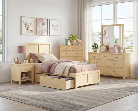 Bartly Natural Pine Twin Platform Bed by Homelegance at Eve Furniture
