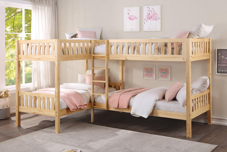Bartly Pine Corner Bunk Bed by Homelegance at Eve Furniture