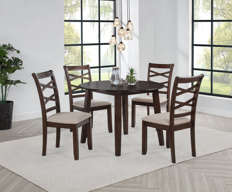 Barton Dark Brown 5-piece Round Wood Dining Table Set by Coaster at Eve Furniture