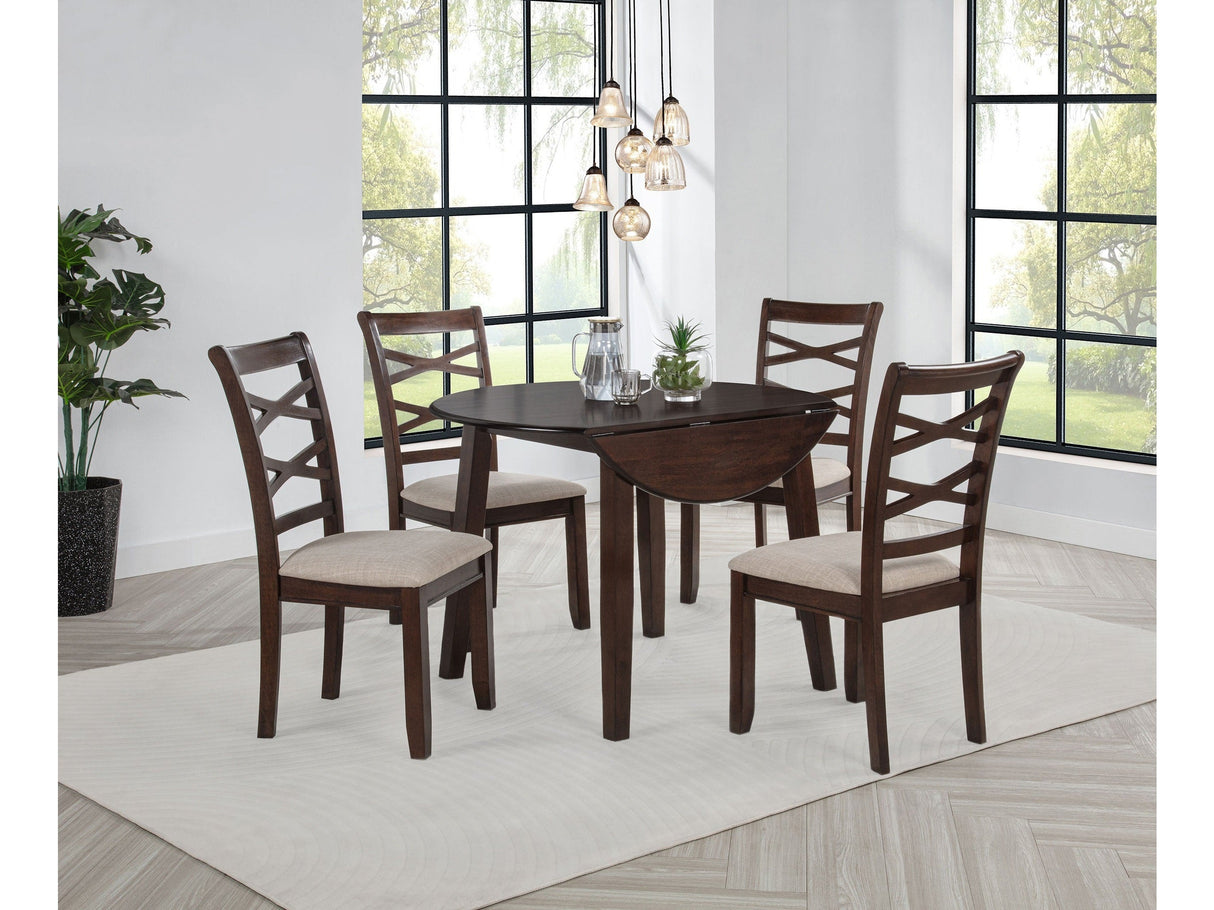 Barton Dark Brown 5-piece Round Wood Dining Table Set by Coaster at Eve Furniture